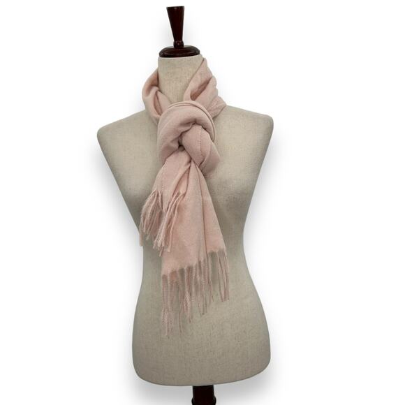 NEW Macy's Style&Co. Pastel Pink Winter Scarf Rectangle Fringe Trim Coquette NWT - Picture 7 of 8